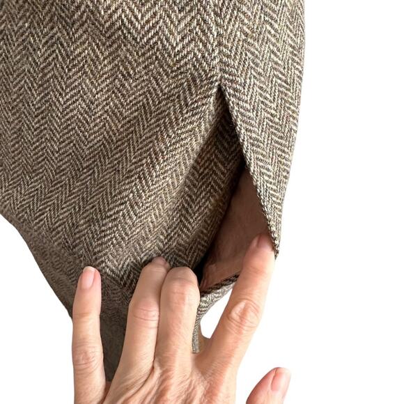 Evan Picone Skirt Vintage Pure Virgin Wool Authentic Herringbone 60s Size XS - Picture 7 of 12